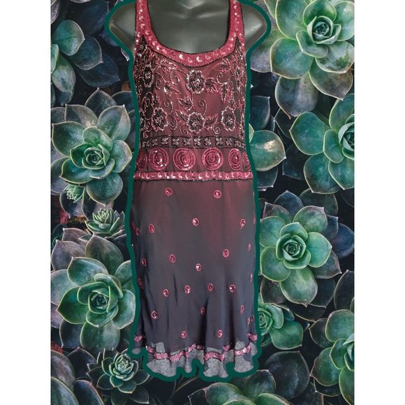 MARINA Dresses & Skirts - Size 6  100% Silk Red/Black Sequins Dress by Marina